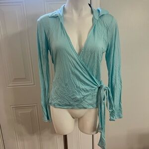 The Limited Light Blue Wrap Blouse